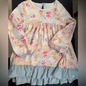 🐝Burt's Bees Cream dress with Pink and Blue Floral Print 3T